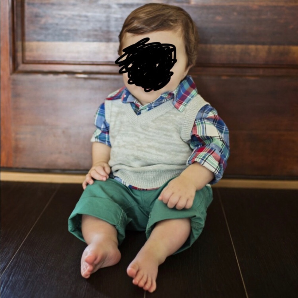🎉Posh pick- Boys long slv shirt, vest & pants 9M